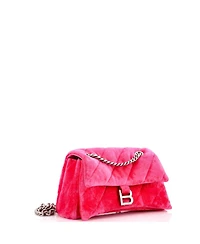 Pre-Owned Balenciaga Medium Crush Chain Flap Bag Quilted Velvet