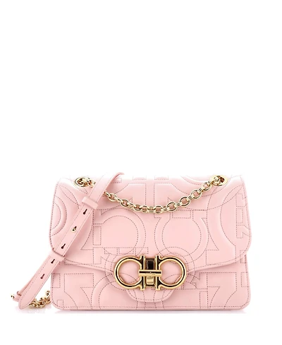 Pre-Owned Salvatore Ferragamo Medium Gancini Turnlock Flap Bag Gancini Quilted Leather