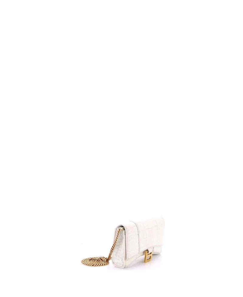 Pre-Owned Balenciaga Hourglass Chain Wallet Embossed Leather