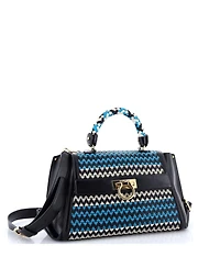 Pre-Owned Salvatore Ferragamo Medium Sofia Satchel Multicolor Woven Leather