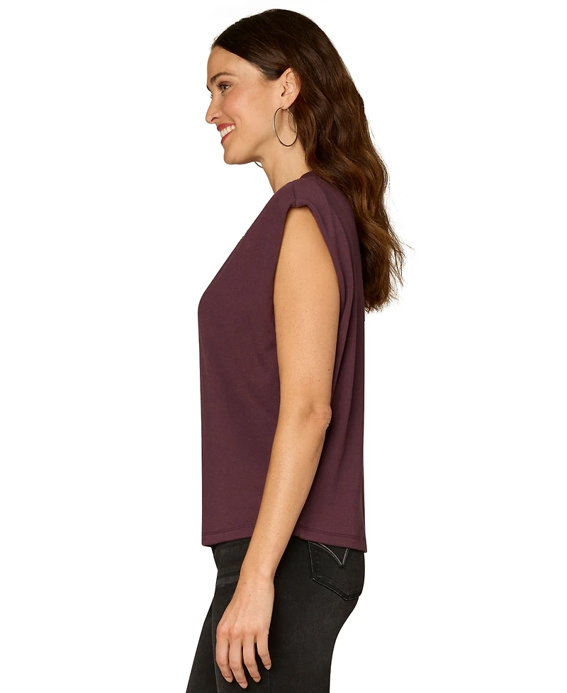 Democracy Women's Cap Sleeve Cut Out Knit Top