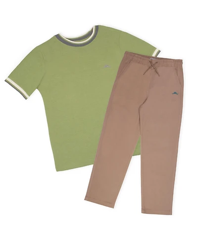 Tommy Bahama Boys Crewneck Short Sleeve Casual Elastic 2 Piece Shirt and Pants Set