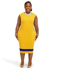 Kasper Seam Women's Crewneck Stripe Detail Sheath Dress