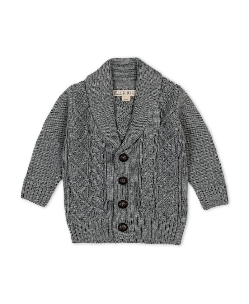 Hope & Henry Baby Boys Organic Shawl Collar Cable Sweater Cardigan