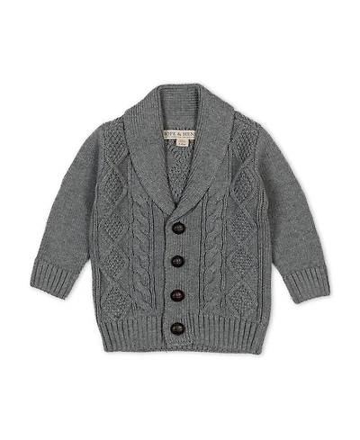 Hope & Henry Baby Boys Organic Shawl Collar Cable Sweater Cardigan