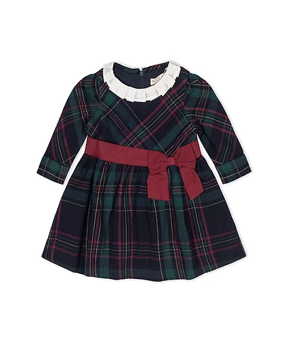 Hope & Henry Baby Girls Organic Pleated Collar Dress with Sash