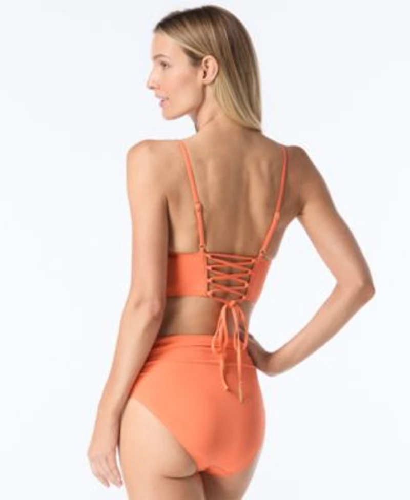 Vince Camuto Womens Corset Bikini Bra Top Lace Back Swim Bottom