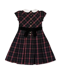 Hope & Henry Little and Big Girls' Organic Stretch Poplin Peter Pan Collar Dress with Velveteen