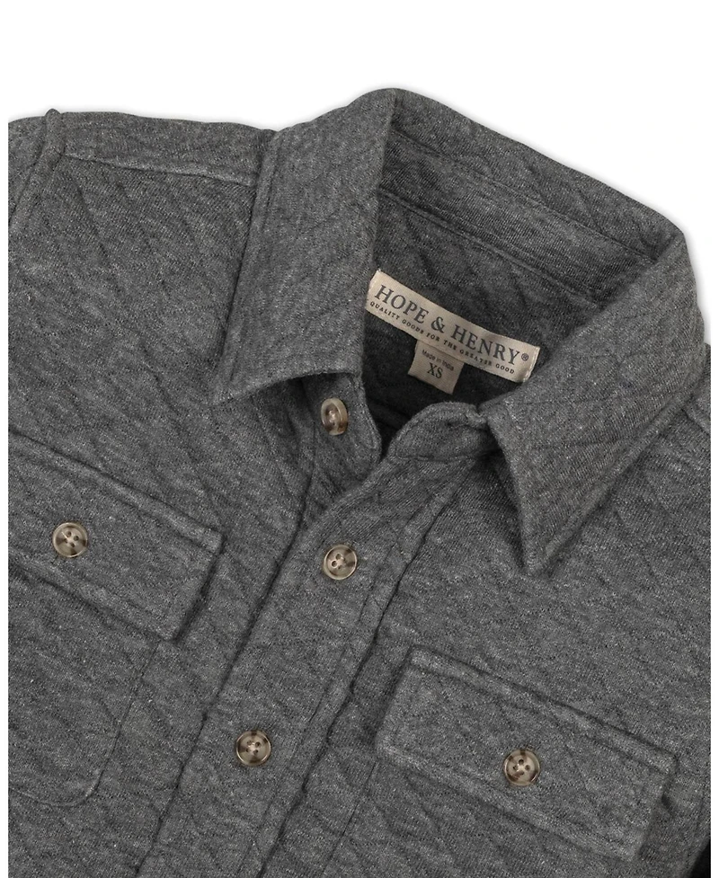 Hope & Henry Boys Long Sleeve Quilted Button Down Shirt Jacket