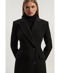 Karen Millen Women's Wool Blend Tailored Fitted Maxi Coat