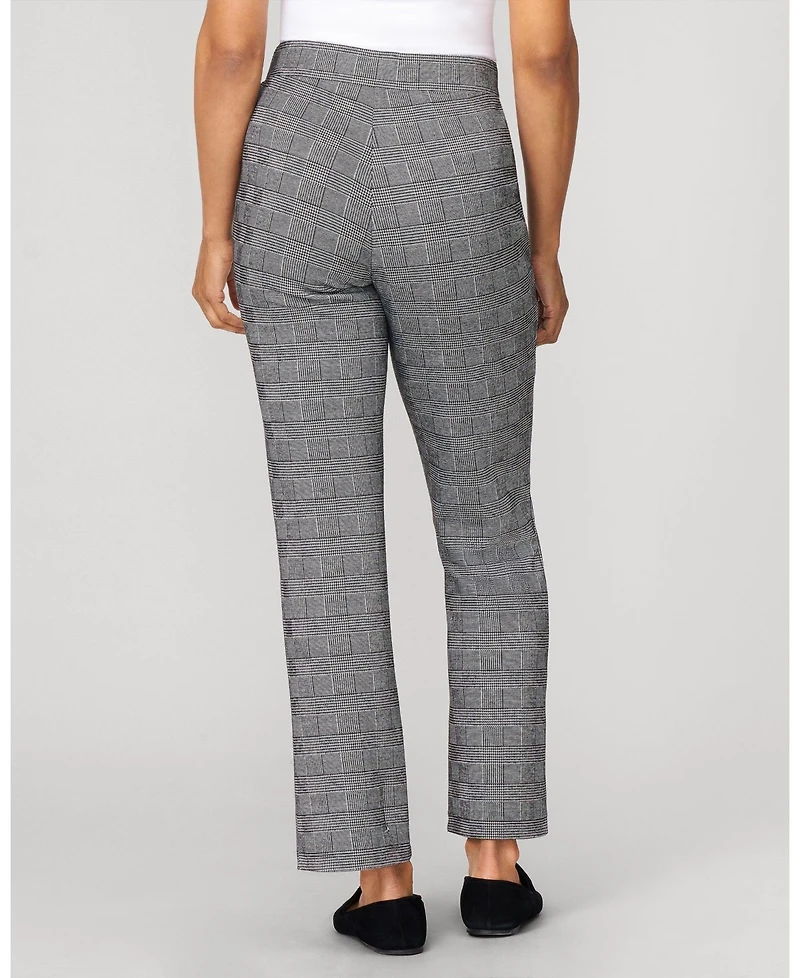 Cable & Gauge Women's Plaid Kick Flare Ponte Pants