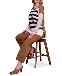 Tribal Women's Soft Knit Combo Striped Boat Neck Sweater