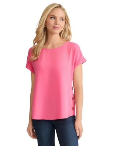 Jones New York Womens Short Sleeve Crewneck Top