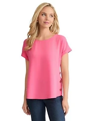 Jones New York Womens Short Sleeve Crewneck Top