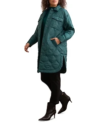 Tribal Women's Long Quilted Button-Up Jacket with Pockets