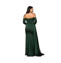 Lara Women's Off Shoulder Satin Dress with Beaded Details
