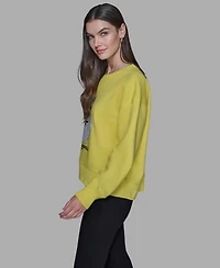 Karl Lagerfeld Paris Women's Emoji Choupette Print Sweater