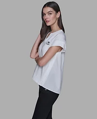 Karl Lagerfeld Paris Women's V-Neck Top