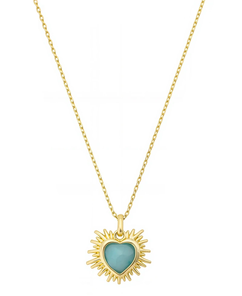 Unwritten Cubic Zirconia And Amazonite Stone Heart Pendant Necklace