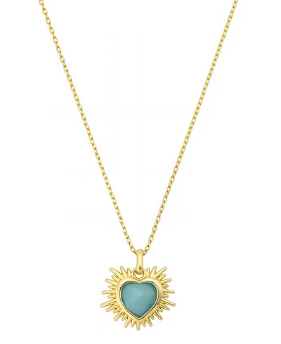 Unwritten Cubic Zirconia And Amazonite Stone Heart Pendant Necklace