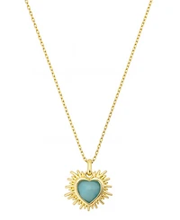 Unwritten Cubic Zirconia And Amazonite Stone Heart Pendant Necklace