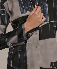 Donna Karan New York Petite Long-Sleeve Printed Blouse