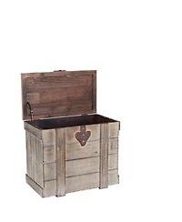 Household Essentials Antiqued Decorative Trunk, Small, Chinese Fir Panel and Mdf
