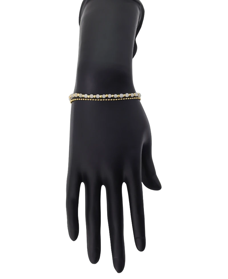 Unwritten White Quartz Beaded Star Layered Bracelet