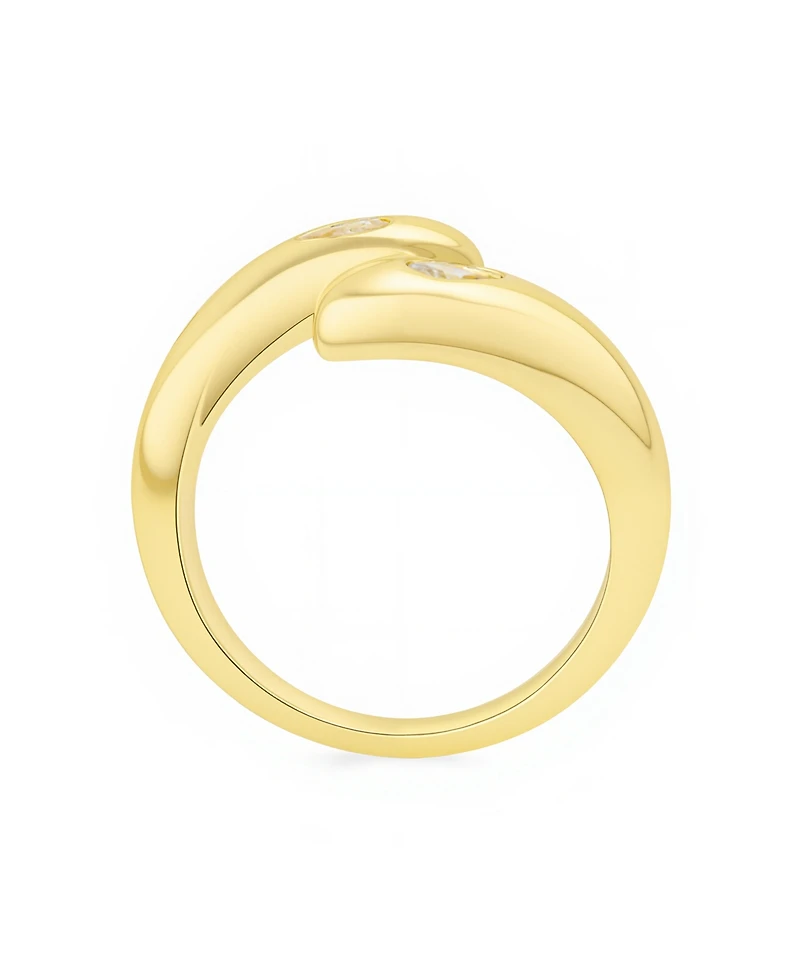 Unwritten Puffed Double Teardrop Cubic Zirconia By Pass Ring