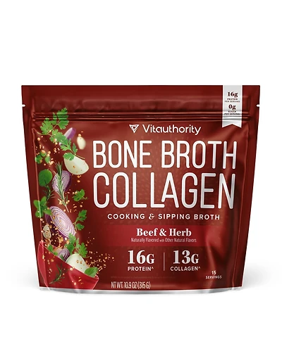 Vitauthority Us Vita Bone Broth Collagen Beef & Herb 310g Pouch (15 srv)