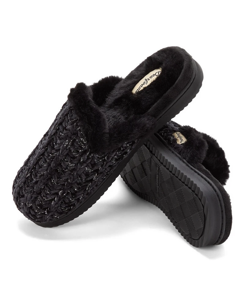 Dearfoams Women's Paris Chenille Shaped Tab Scuff Slipper