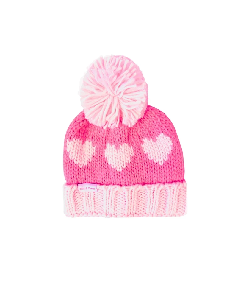 Bits & Bows Girls' Hearts Bobble Hat