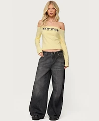 Edikted Women's New York Babe Off Shoulder Top