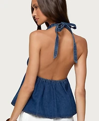 Edikted Women's Safia Denim Halter Top