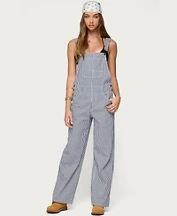 Edikted Women's Tamsin Striped Denim Overalls