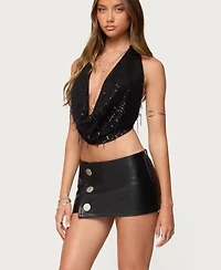 Edikted Women's Fringed Sequin Backless Halter Top