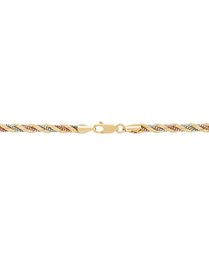 Macy's Light Weight Silk Finish Chain Necklace in 10K Yellow, White and Rose Gold