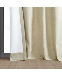 Half Price Drapes Natural Light Beige Grommet Thermal Cross Linen Weave Blackout Curtain