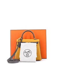 Pre-Owned Hermes Kelly 25 Handbag Bicolor Togo with Brushed Gold Hardware
