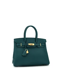 Pre-Owned Hermes Birkin 30 Handbag Green Clemence with Gold Hardware