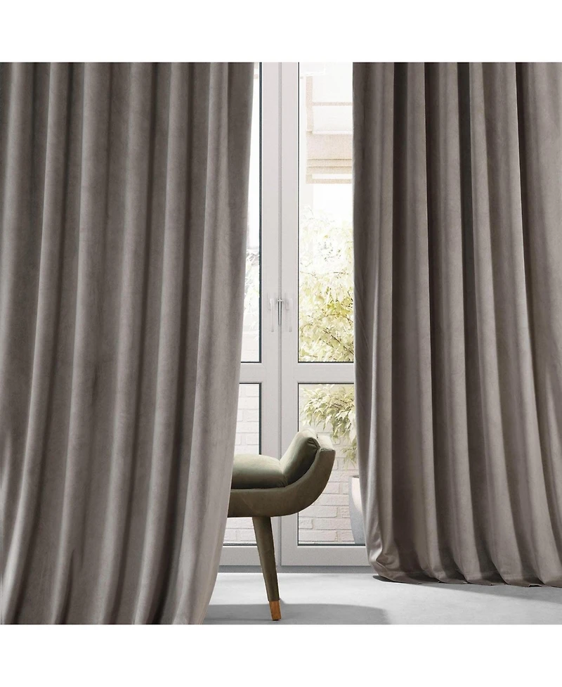 Half Price Drapes Library Taupe Signature Plush Velvet Hotel Blackout Curtain
