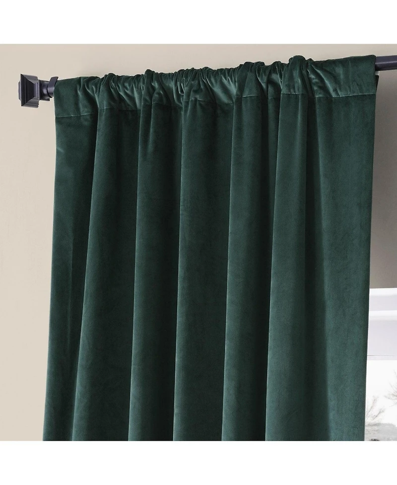 Half Price Drapes Spirit Green Signature Plush Velvet Hotel Blackout Curtain