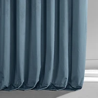 Half Price Drapes Oxford Blue Signature Plush Velvet Hotel Blackout Curtain
