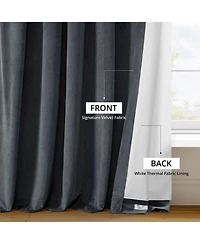 Half Price Drapes Distance Blue Grey Grommet Signature Velvet Blackout Curtain