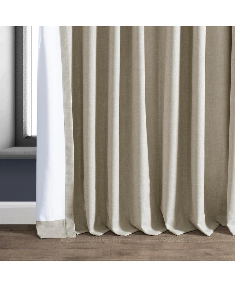 Half Price Drapes Light Beige Extra Wide Performance Linen Hotel Blackout Curtain