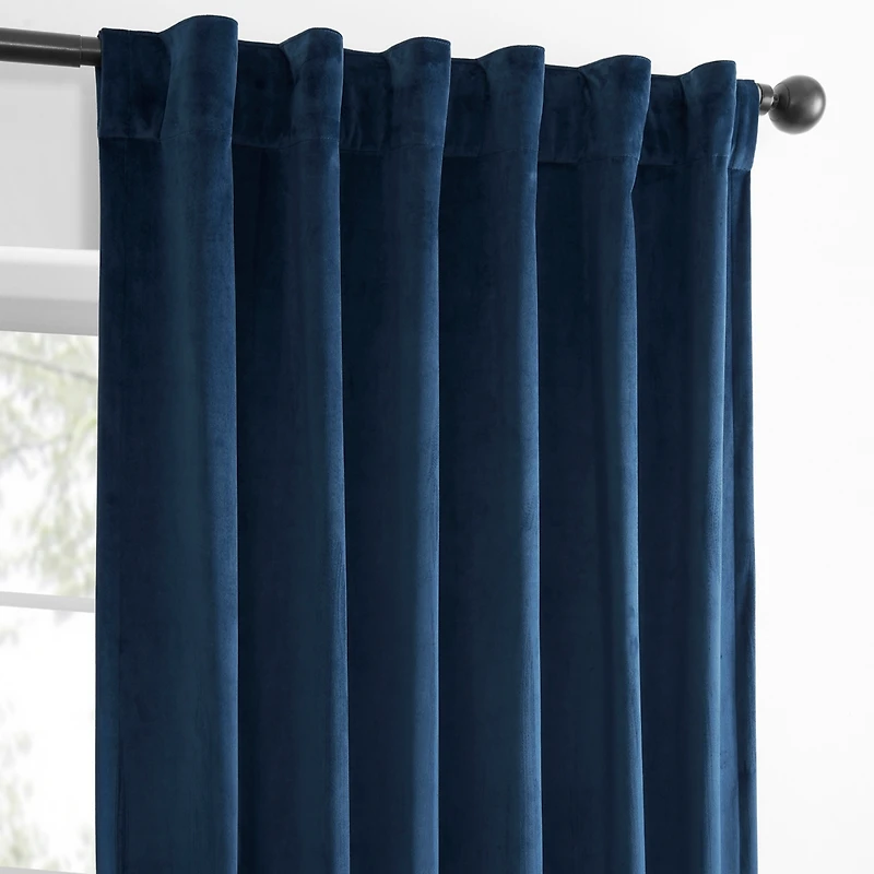 Half Price Drapes Deep Cobalt Blue Simply Velvet Room Darkening Curtain Pair (2 Panels)