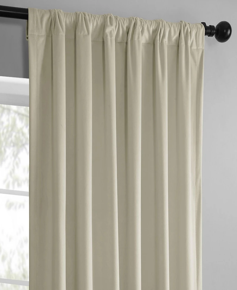 Half Price Drapes Light Ivory Simply Velvet Room Darkening Curtain Pair (2 Panels