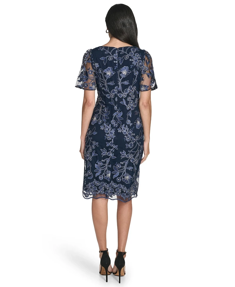 Jessica Howard Petite Boat Neck Short Sheath Dress