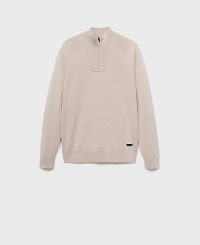 Mango Men's Breathable Zip-Neck Sweater