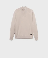 Mango Men's Breathable Zip-Neck Sweater